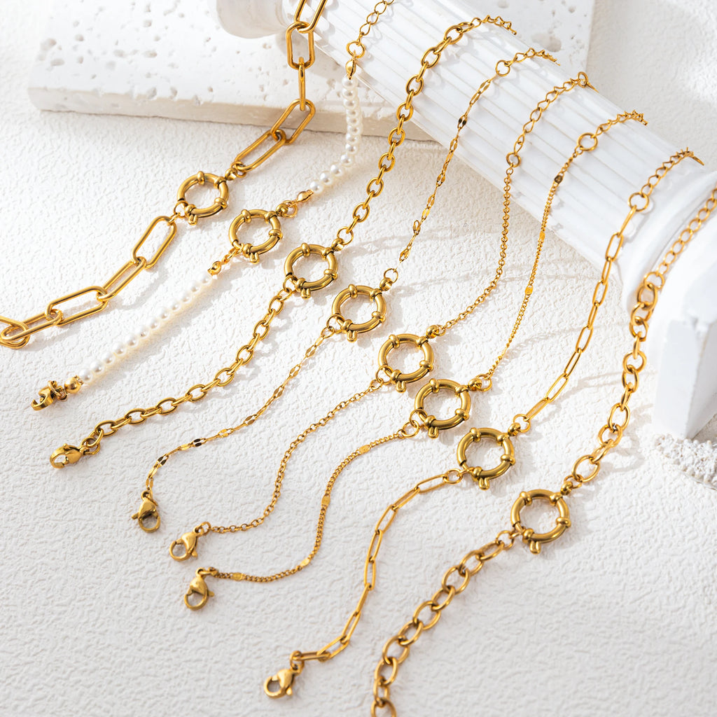 【DIY Chain】Titanium Steel Plated 18k Gold Basic Bracelet