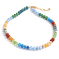 Natural stone beaded geometric necklace in gold-plated stainless steel with natural stone.