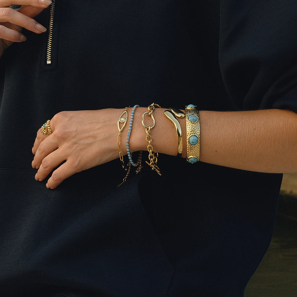 Blue Crystal Stacking Bracelet Stack — Stainless Steel · PS005