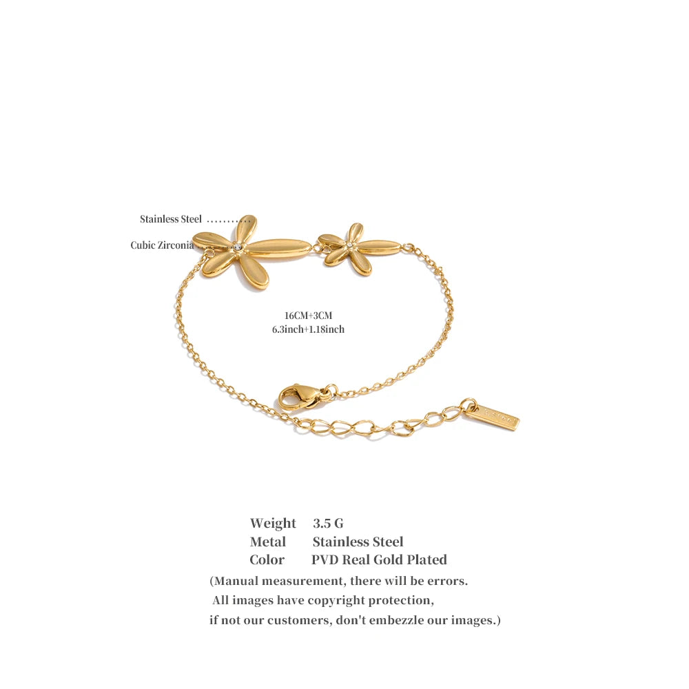 Flower Chain Bracelet — Gold-Plated Stainless Steel · PS1043