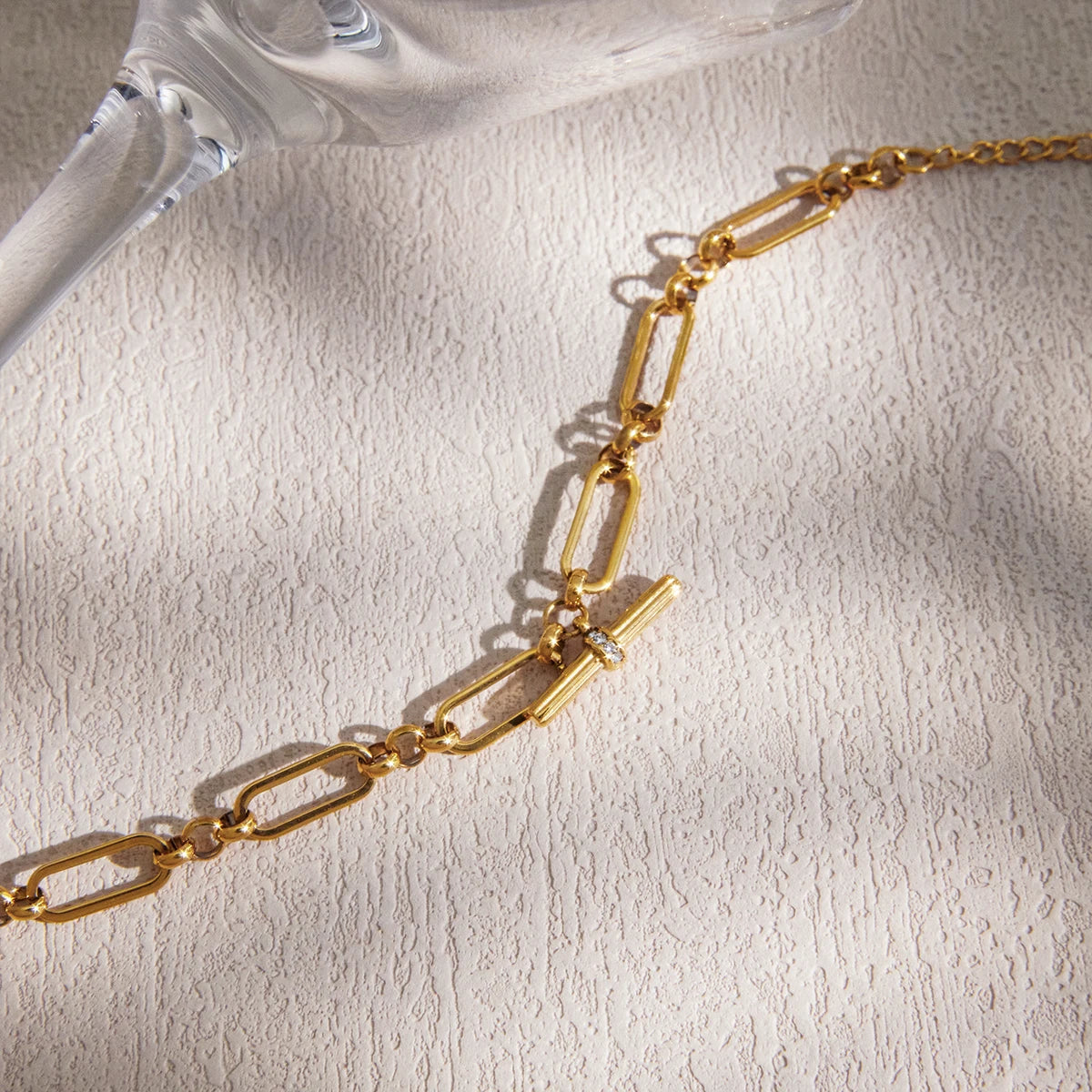 Paperclip Pearl Chain Bracelet — Stainless Steel · PS009