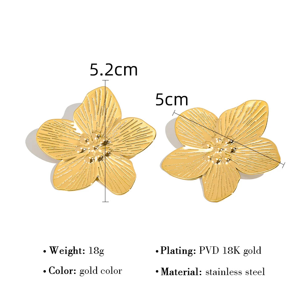Stud Earrings Flower Vintage — 316L Stainless Steel · PS477