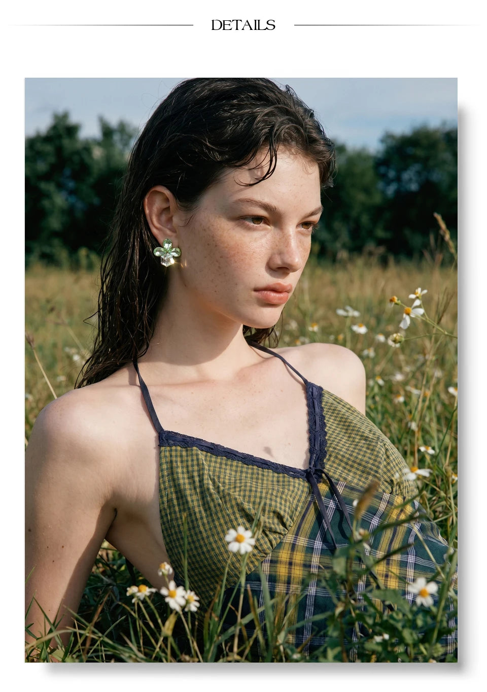 Crystal Flower Geometric Earrings — Gold-Plated Stainless Steel with Crystal · PS1534