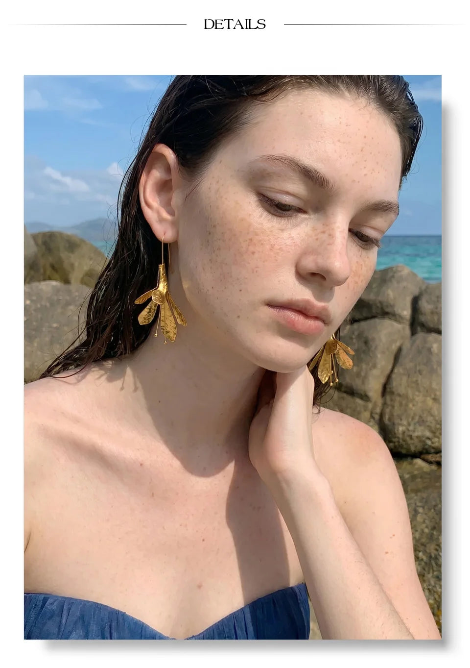 Flower Earrings — Gold-Plated Stainless Steel · PS1373