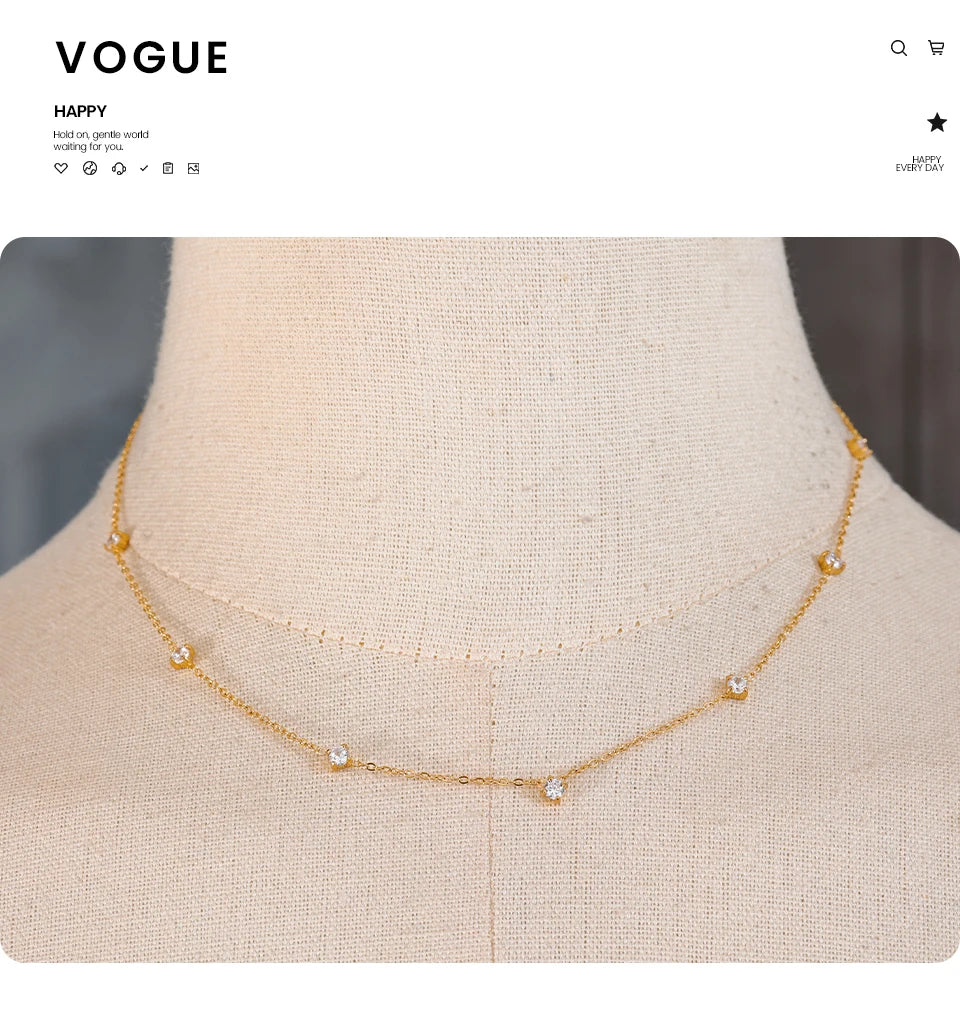 Cubic zirconia geometric necklace in gold-plated stainless steel with cubic zirconia.