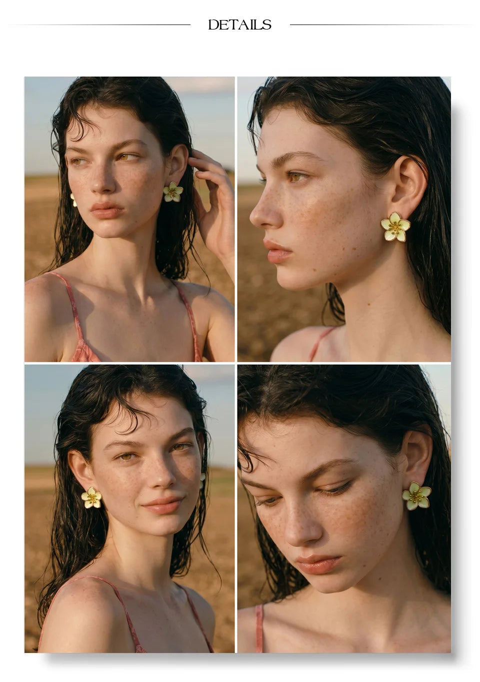 Enamel flower multi-color earrings in gold-plated stainless steel with enamel.