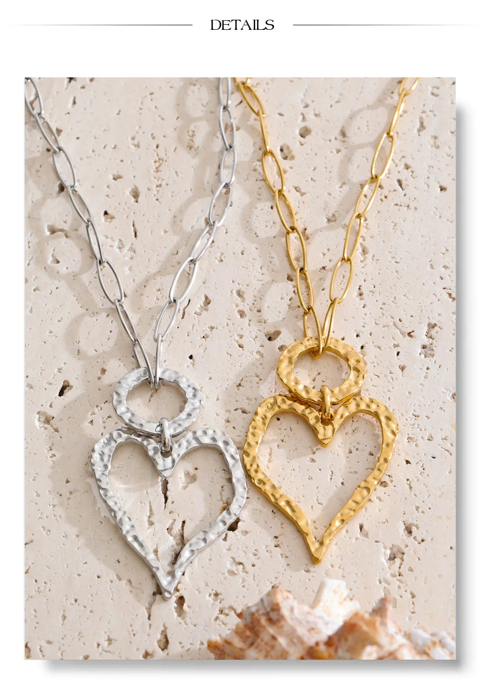Heart necklace in gold-plated stainless steel.