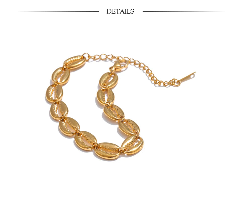 Shell Geometric Bracelet — 18K Gold-Plated Stainless Steel with Shell · PS2299