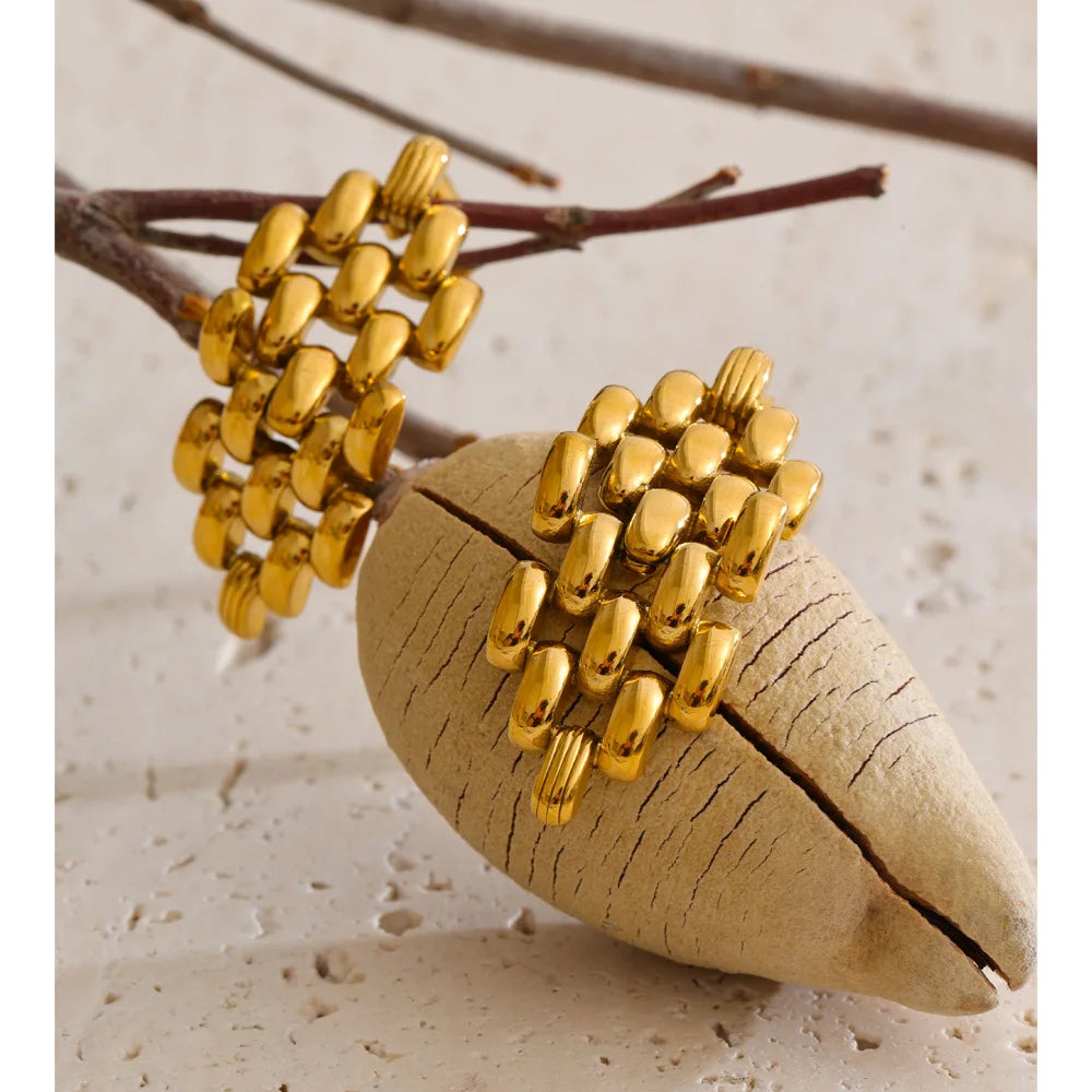 Geometric earrings in gold-plated stainless steel.