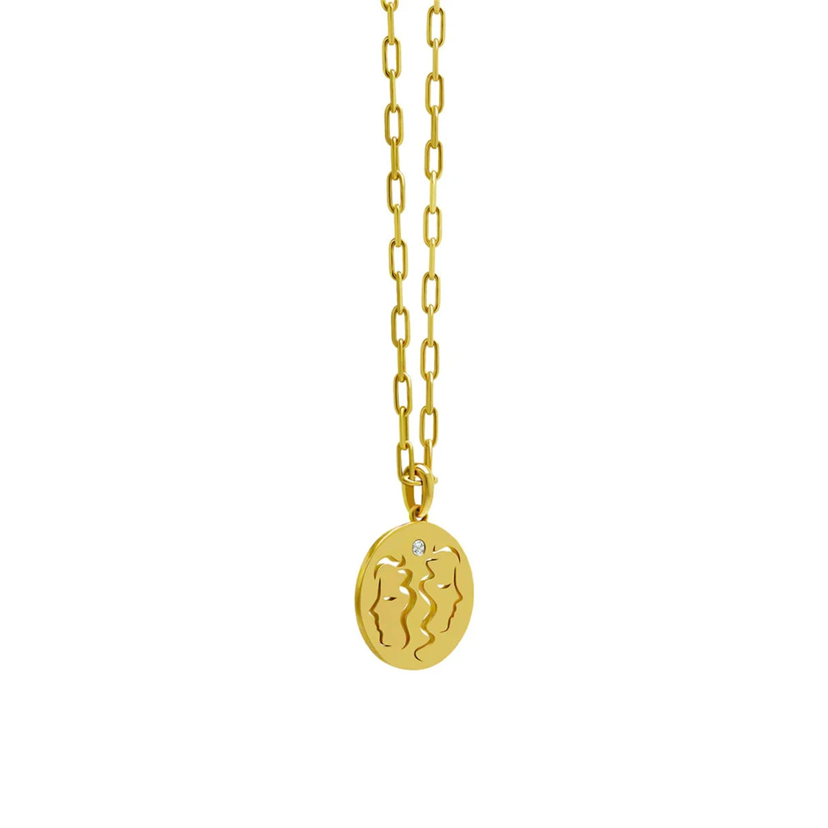 Stainless Steel 12 Constellation Necklace Ins Style Hollow Round Card Necklace Plated with True Gold for Color Protection