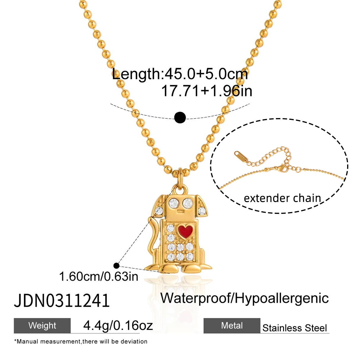 Pet Hug Pendant Necklace — Stainless Steel · PS338