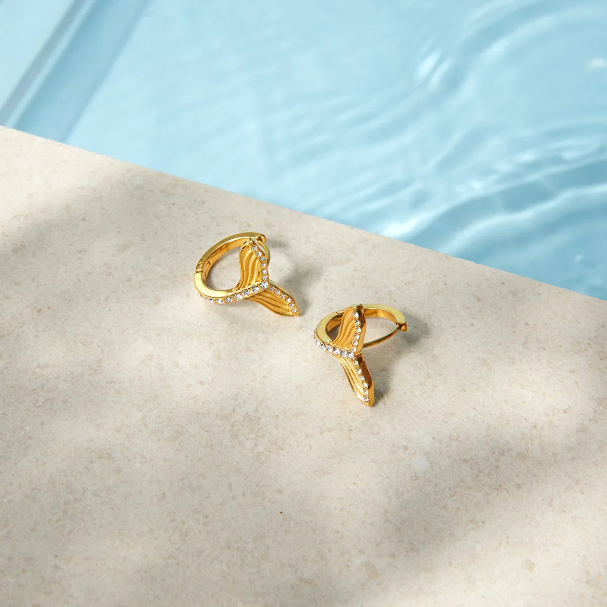 Fish Tail CZ Earrings — Stainless Steel · PS306