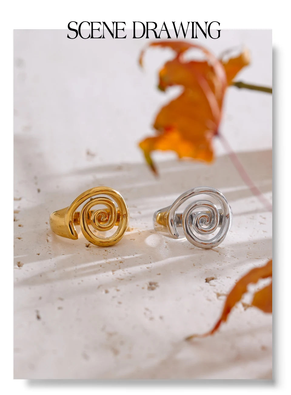 Geometric ring in gold-plated stainless steel.