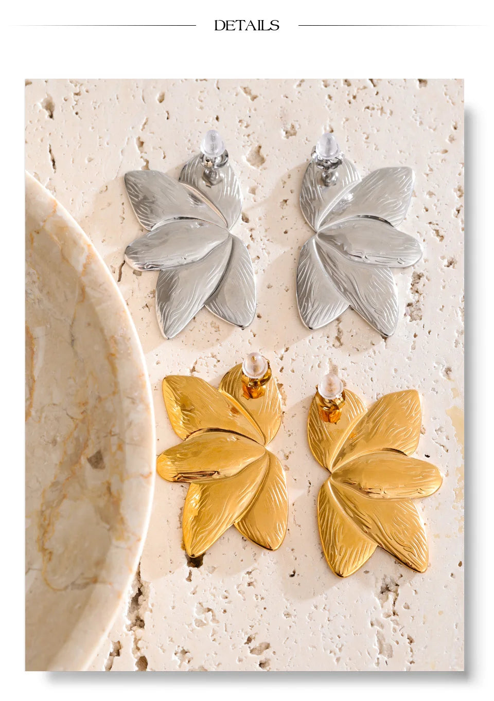 Flower Earrings — Gold-Plated Stainless Steel · PS1717