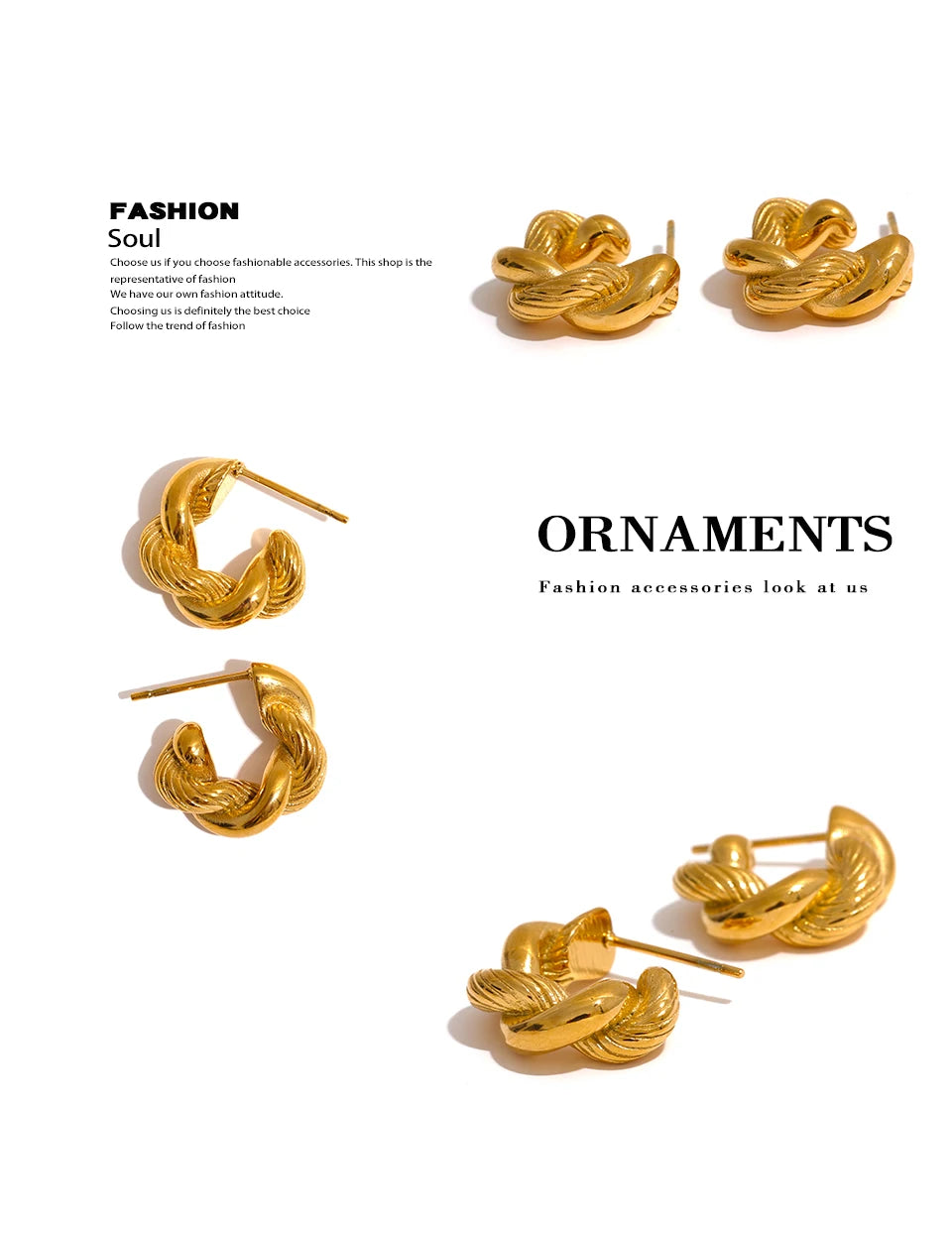 Geometric earrings in gold-plated 316L stainless steel.