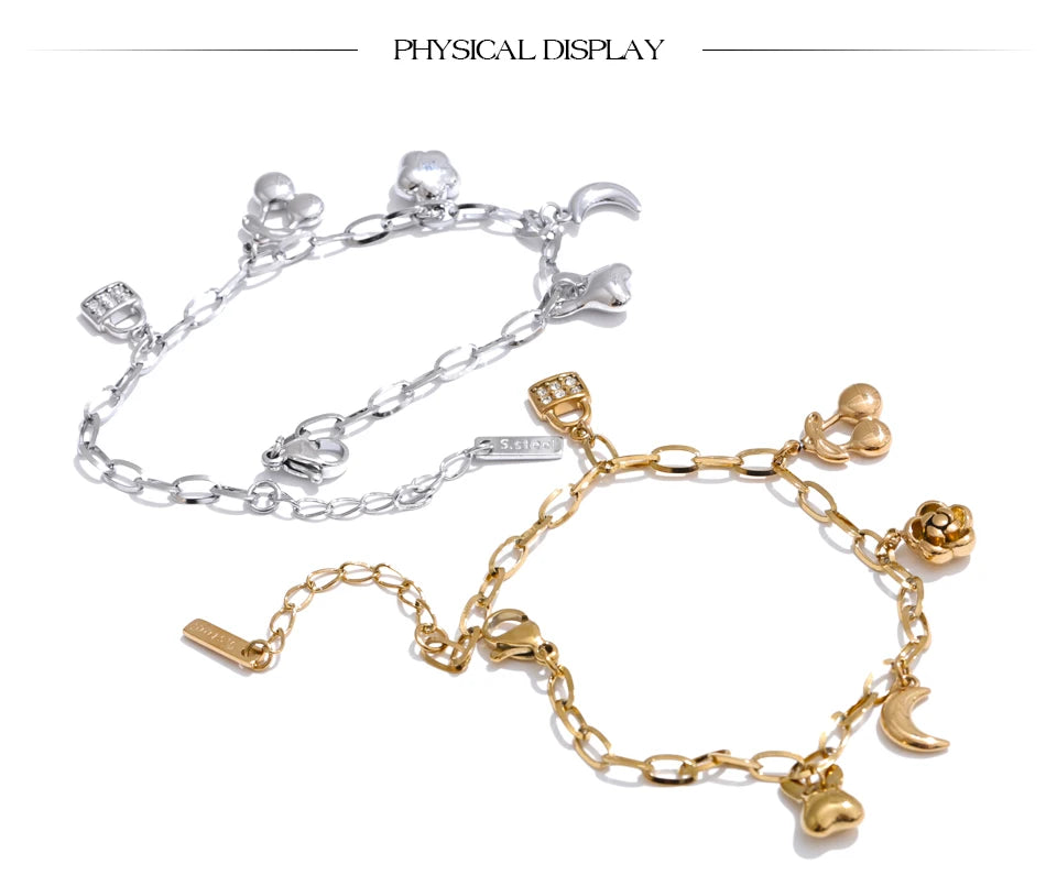 Flower Moon Geometric Bracelet — Gold-Plated Stainless Steel · PS1664