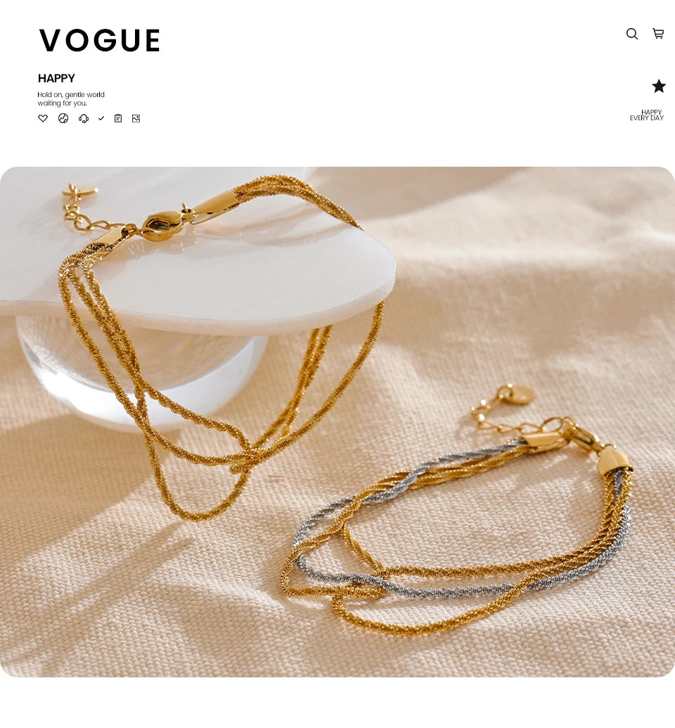 Chain Layered Bracelet — Gold-Plated Stainless Steel · PS1103