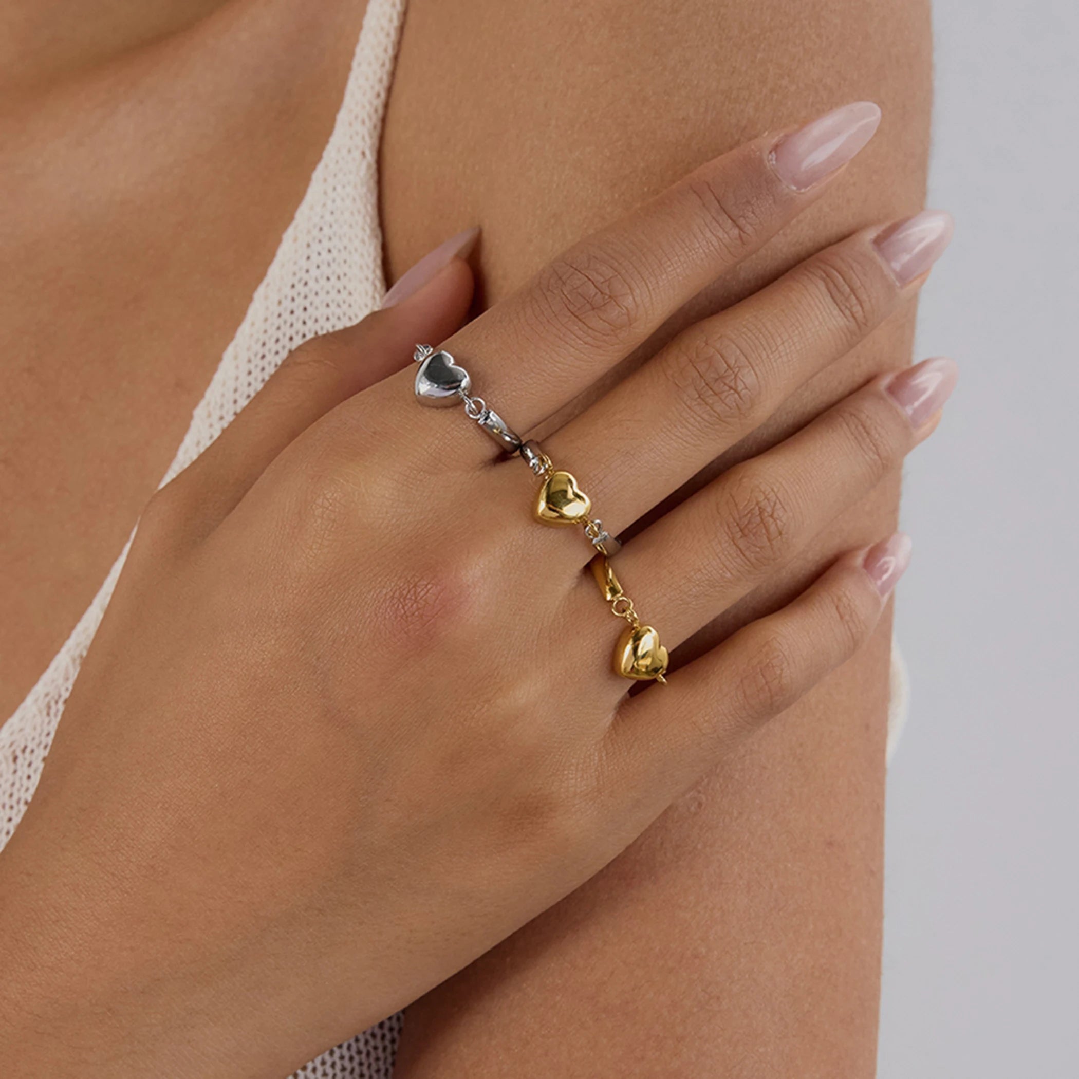 Heart Bead Ring — Stainless Steel · PS234