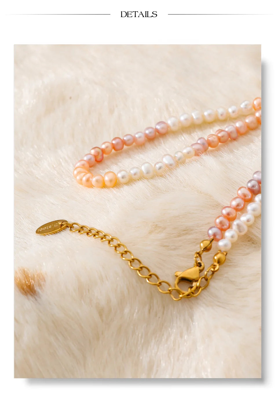 Freshwater pearl geometric necklace in gold-plated stainless steel with freshwater pearl.