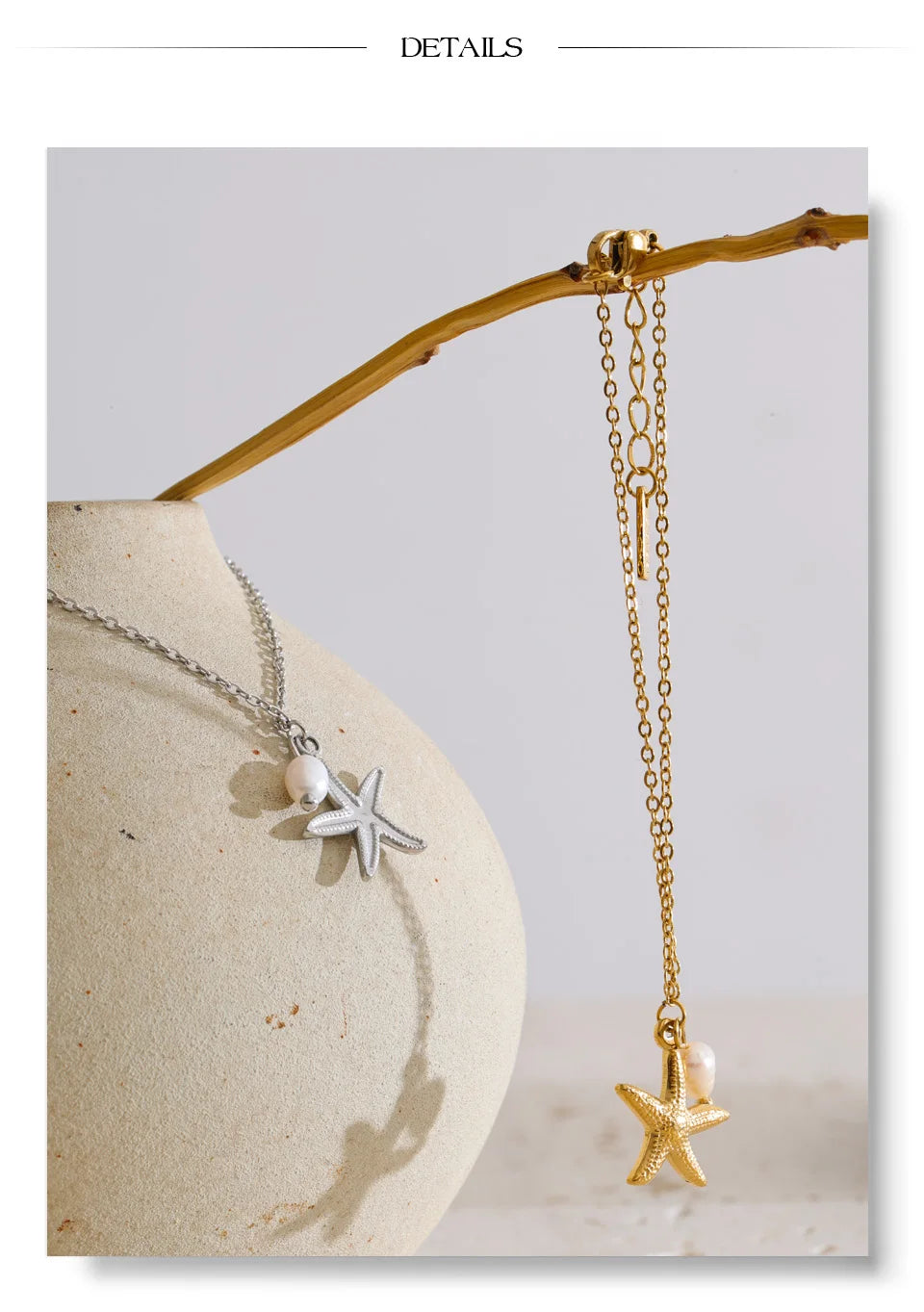 Freshwater pearl star geometric bracelet in gold-plated stainless steel with freshwater pearl.