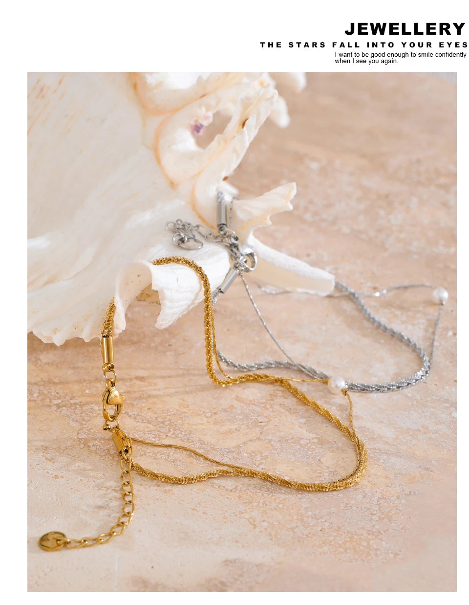 Pearl geometric chain necklace in gold-plated stainless steel with pearl.