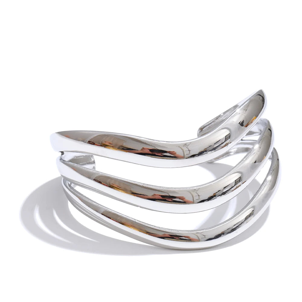 Geometric Layered Bracelet — Gold-Plated Stainless Steel · PS1561