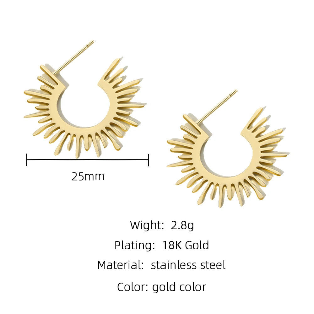Hoop Earrings Metal Charm Y2K — 316L Stainless Steel · PS404
