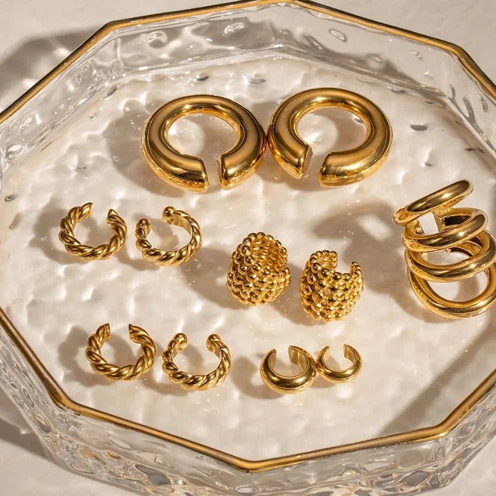 Thick Ear Clip Earrings — Stainless Steel · PS349