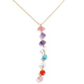 Resin natural stone multi-color necklace in gold-plated stainless steel with natural stone and resin.