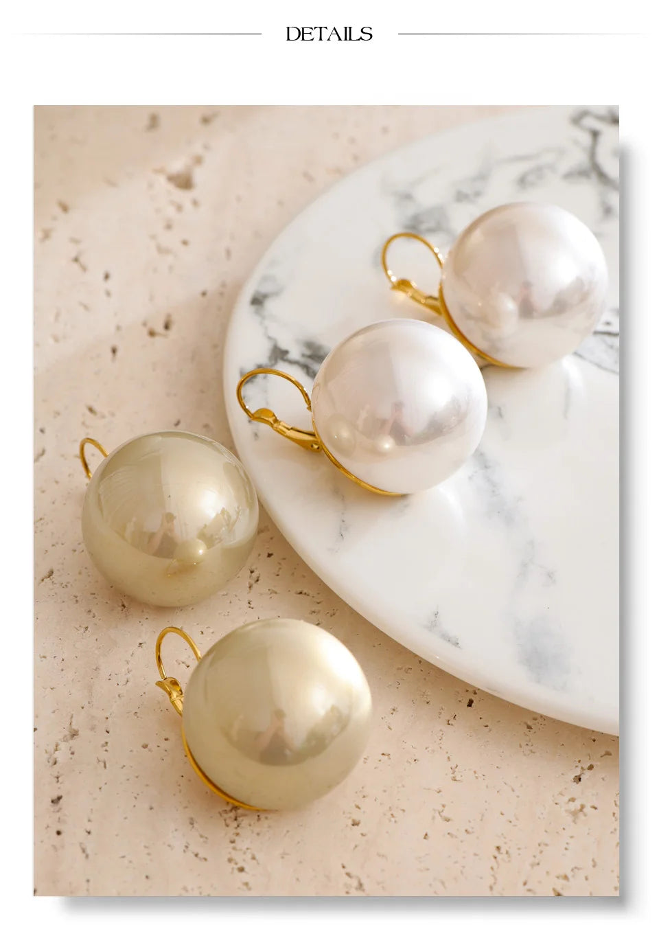 Pearl geometric earrings in gold-plated stainless steel with pearl.