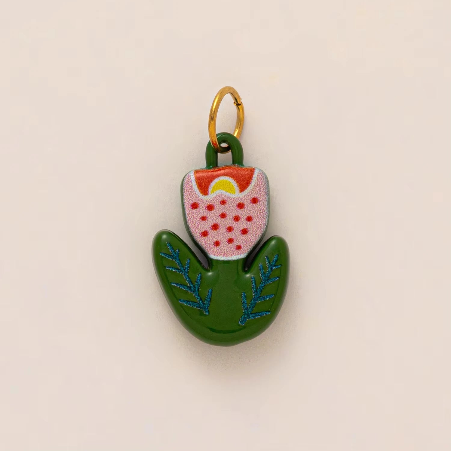 【DIY Pendant】Gold Plated Stainless Steel Bird & Flower Charm Pendant - PS006