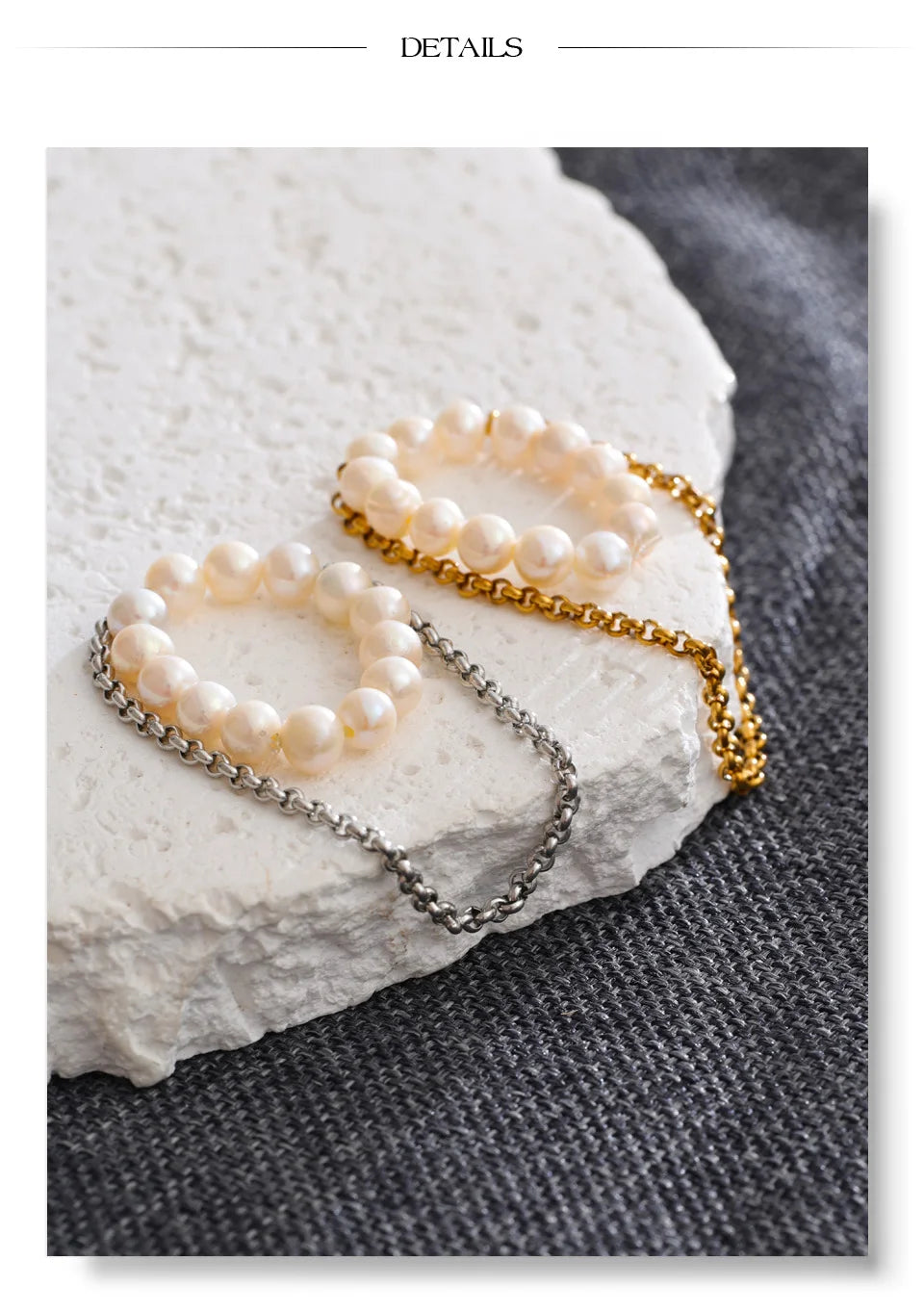 Freshwater pearl geometric necklace in 18K gold-plated stainless steel with freshwater pearl.