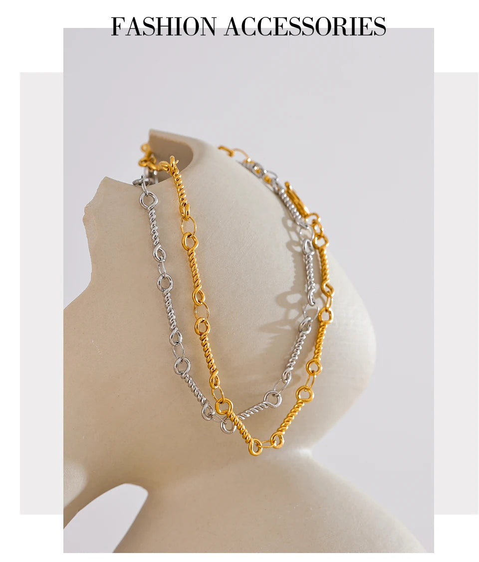 Geometric Chain Bracelet — Gold-Plated Stainless Steel · PS1667