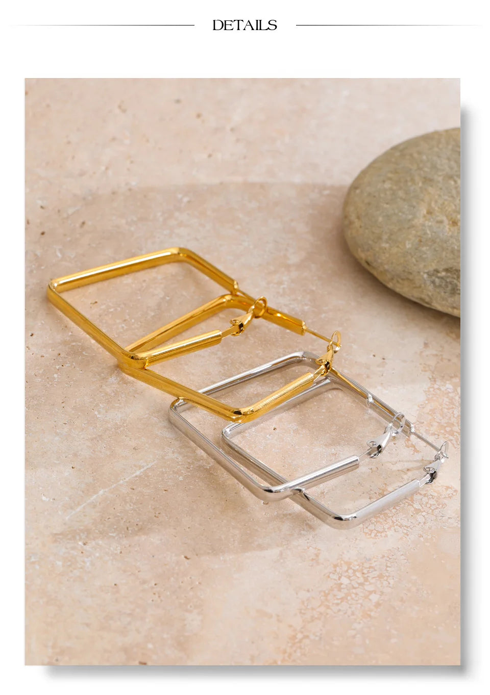 Geometric earrings in gold-plated stainless steel.