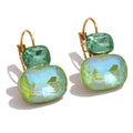 Cubic zirconia geometric earrings in gold-plated stainless steel with cubic zirconia.