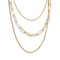 Geometric chain necklace in gold-plated stainless steel.
