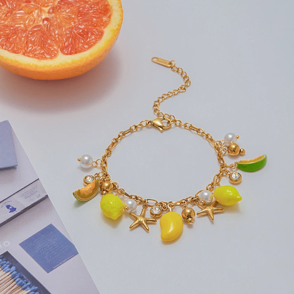 Lemon Charm Bracelet — Stainless Steel · PS019