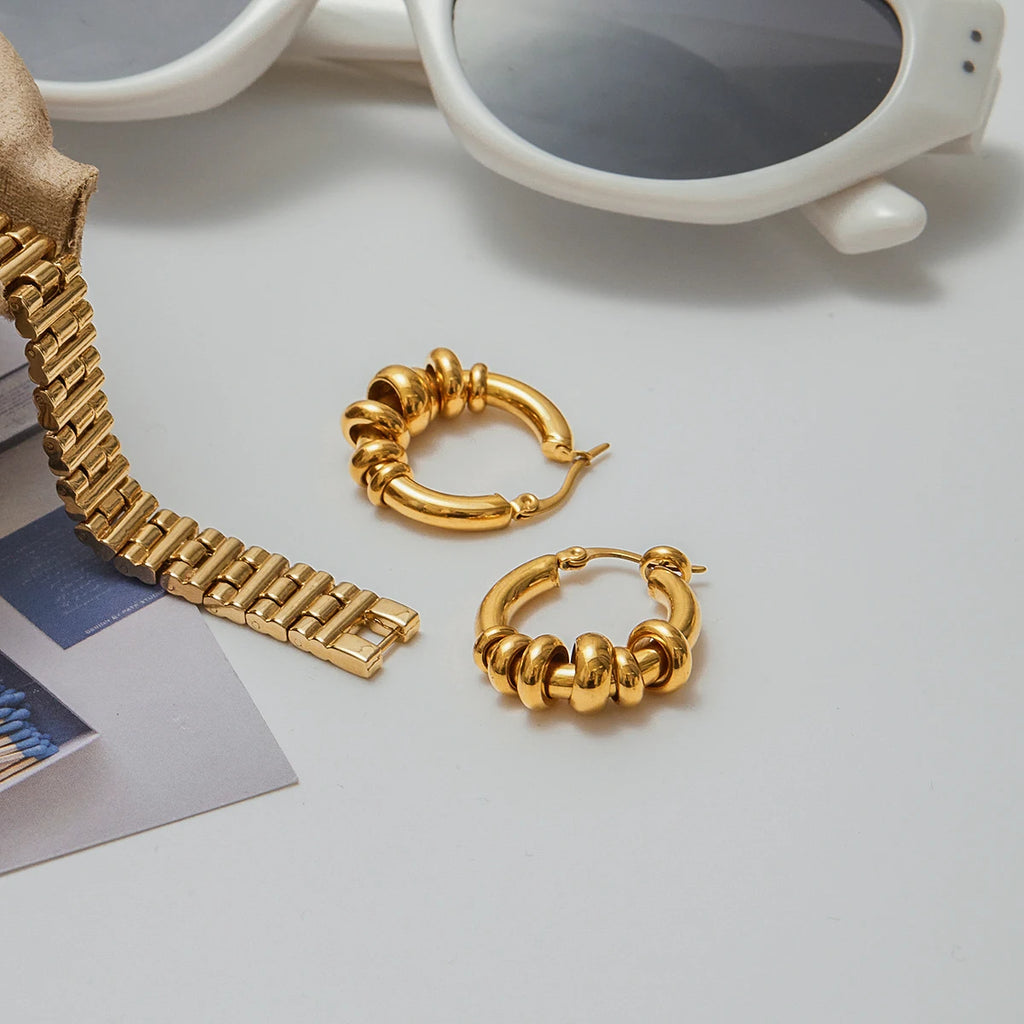 Twisted Hoop Earrings — Stainless Steel · PS089