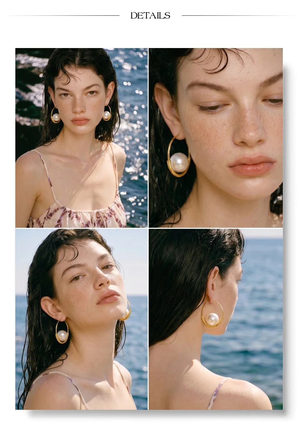 Pearl geometric earrings in gold-plated stainless steel with pearl.