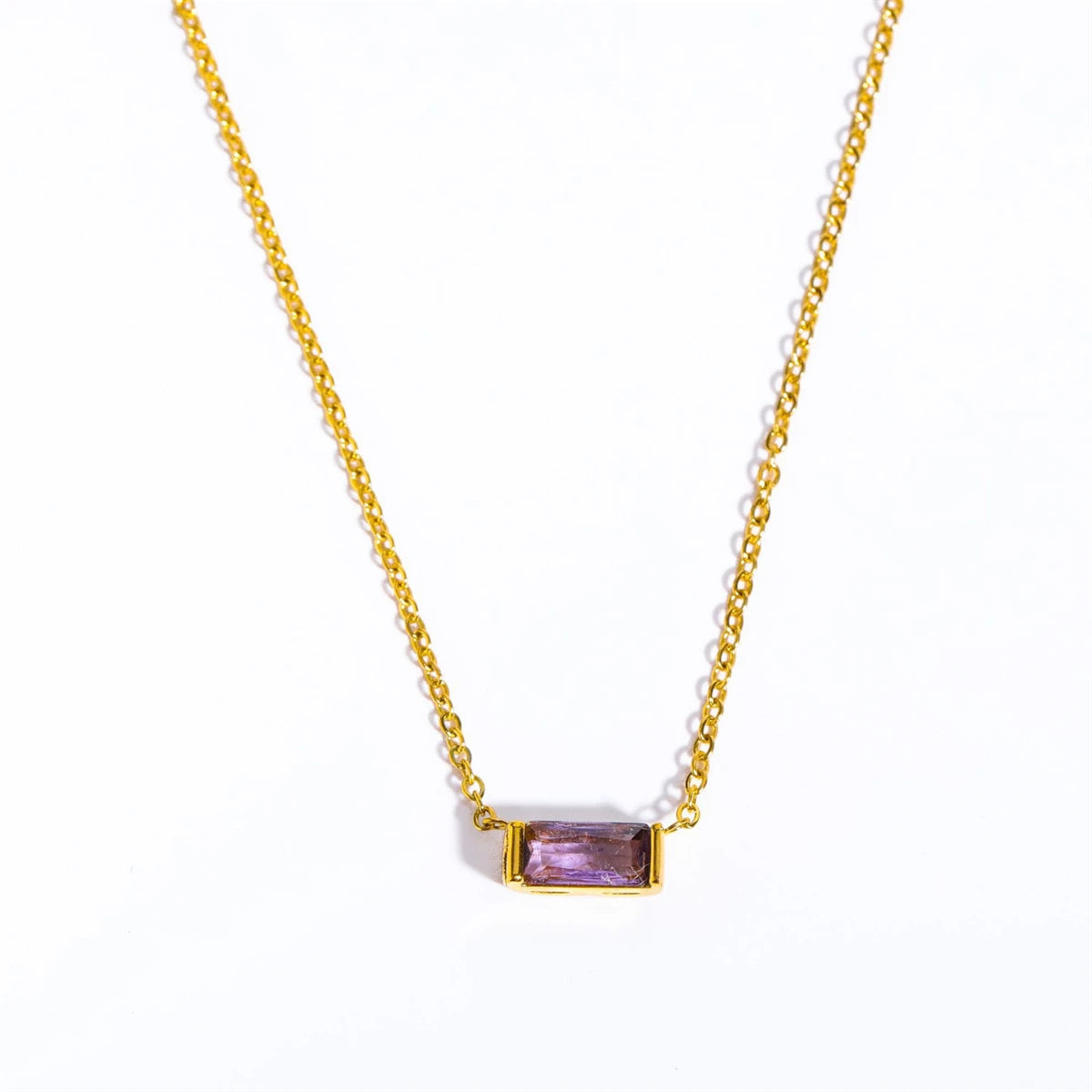 Twelve Month Birthday Stone Necklace 12 Birthday Stone Zircon Necklace Decoration Moon Stone Ladies Stainless Steel