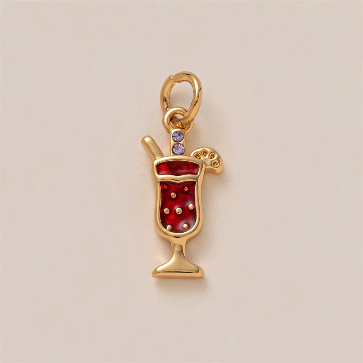 【DIY Pendant】Gold Plated Copper Zircon Inlaid Charm Pendant - PC005