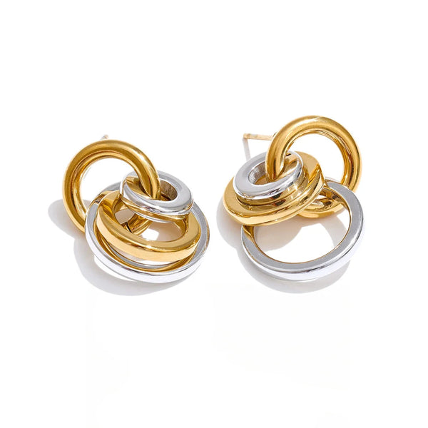 Gold-plated stainless steel earrings featuring a double loop design.