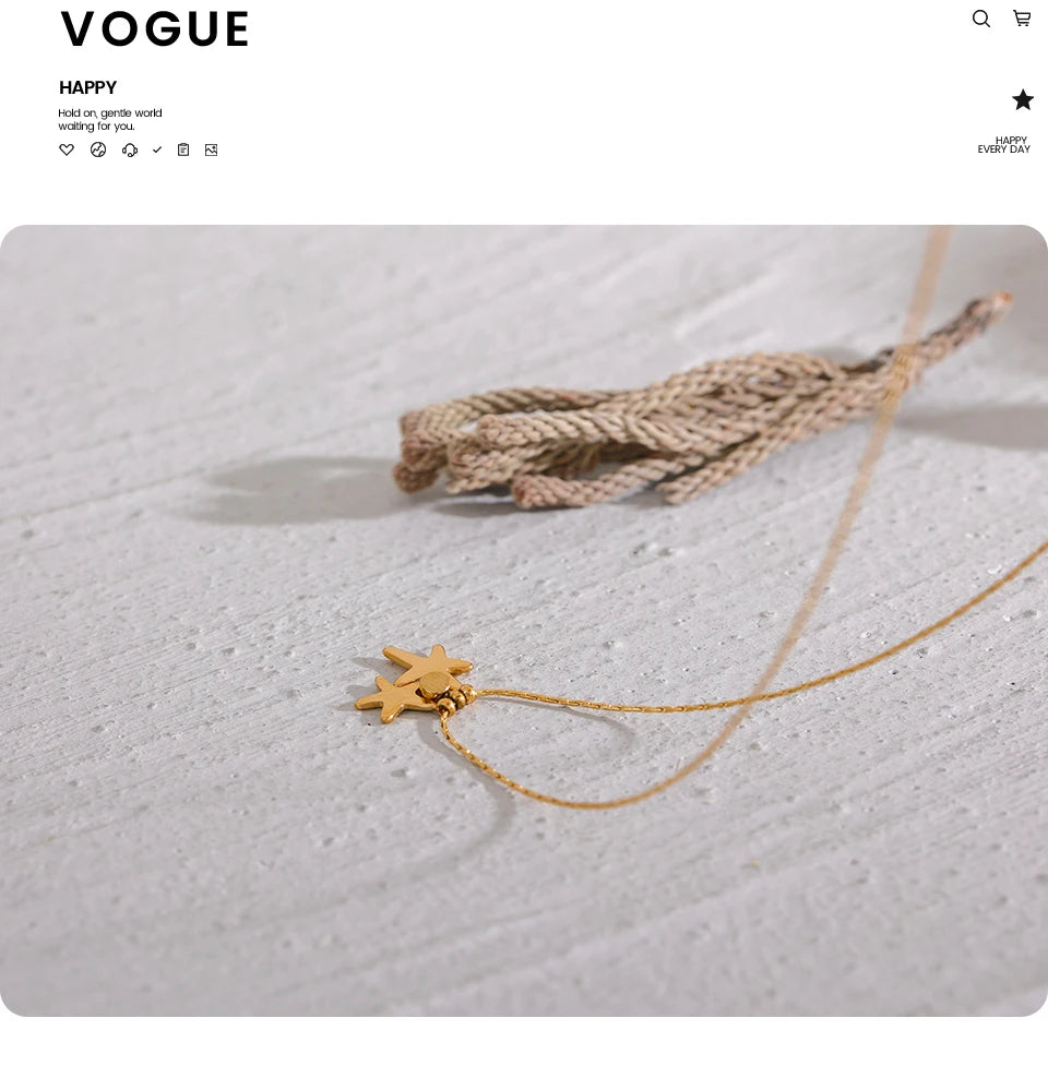 Cubic zirconia star necklace in gold-plated stainless steel with cubic zirconia.