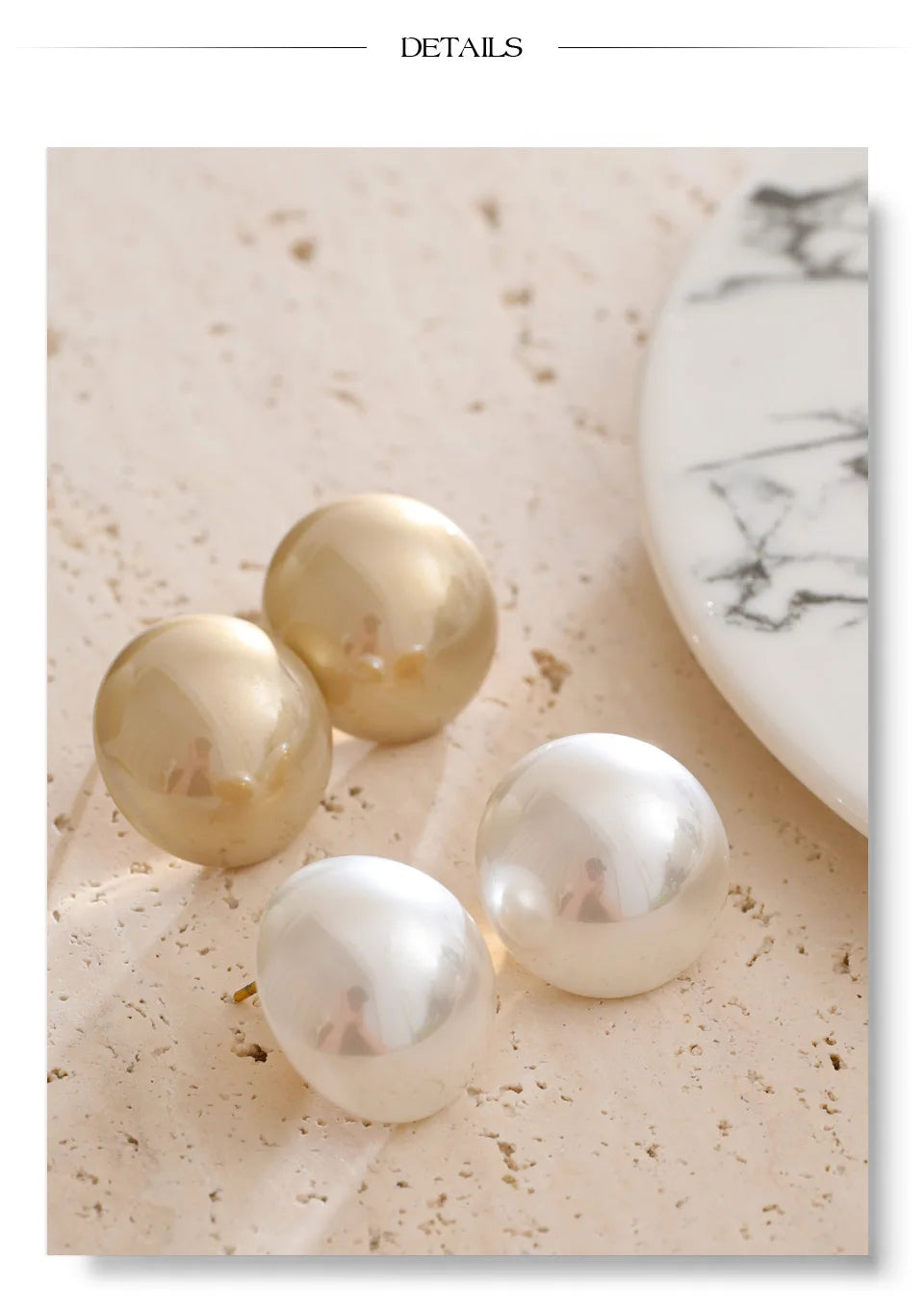 Pearl Geometric Earrings — Gold-Plated Stainless Steel with Pearl · PS1659