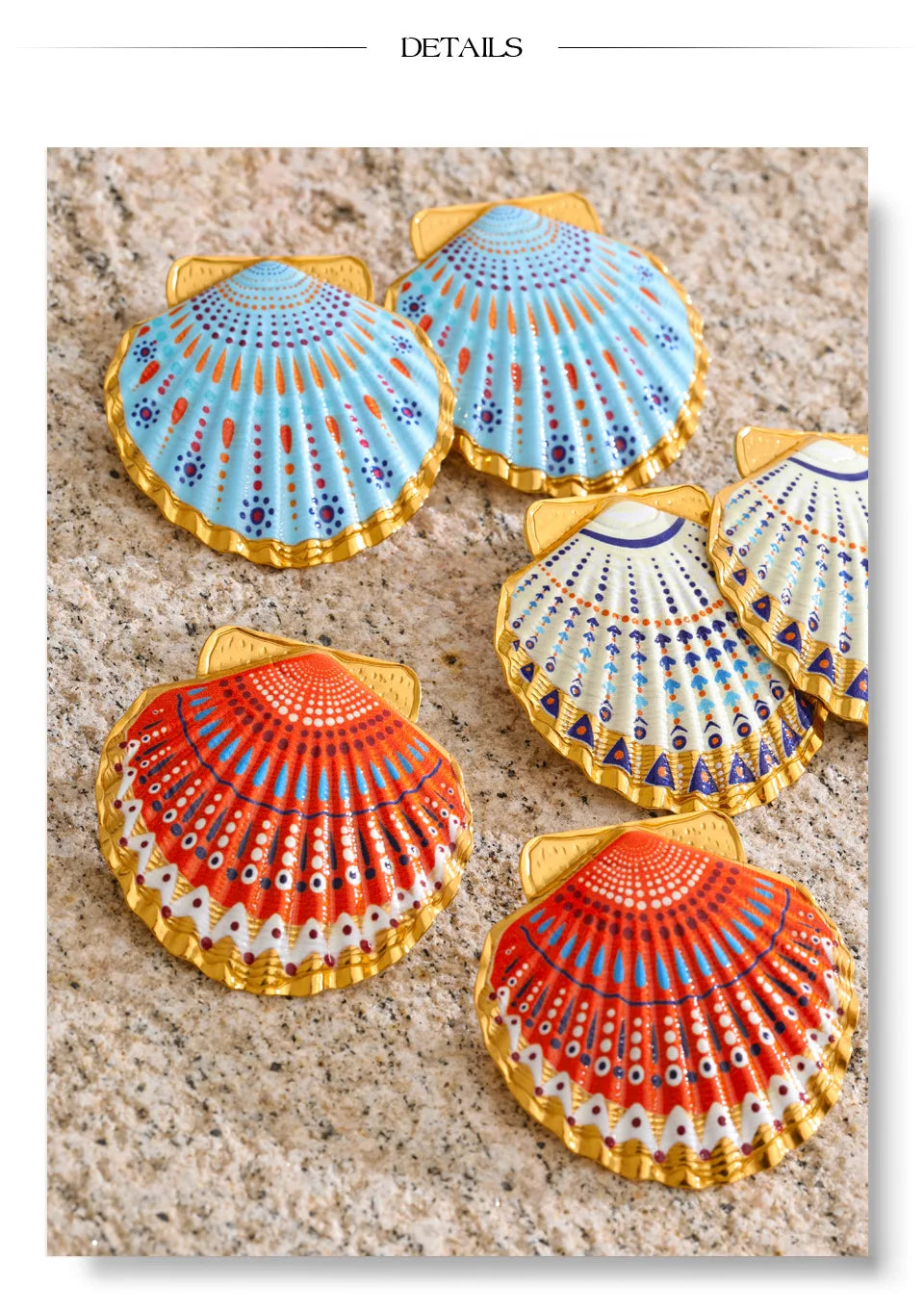 Shell enamel y2k earrings in gold-plated stainless steel with shell and enamel.