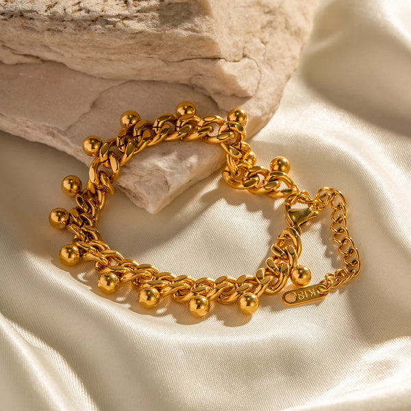 Chunky Bead Chain Bracelet — Stainless Steel · PS013