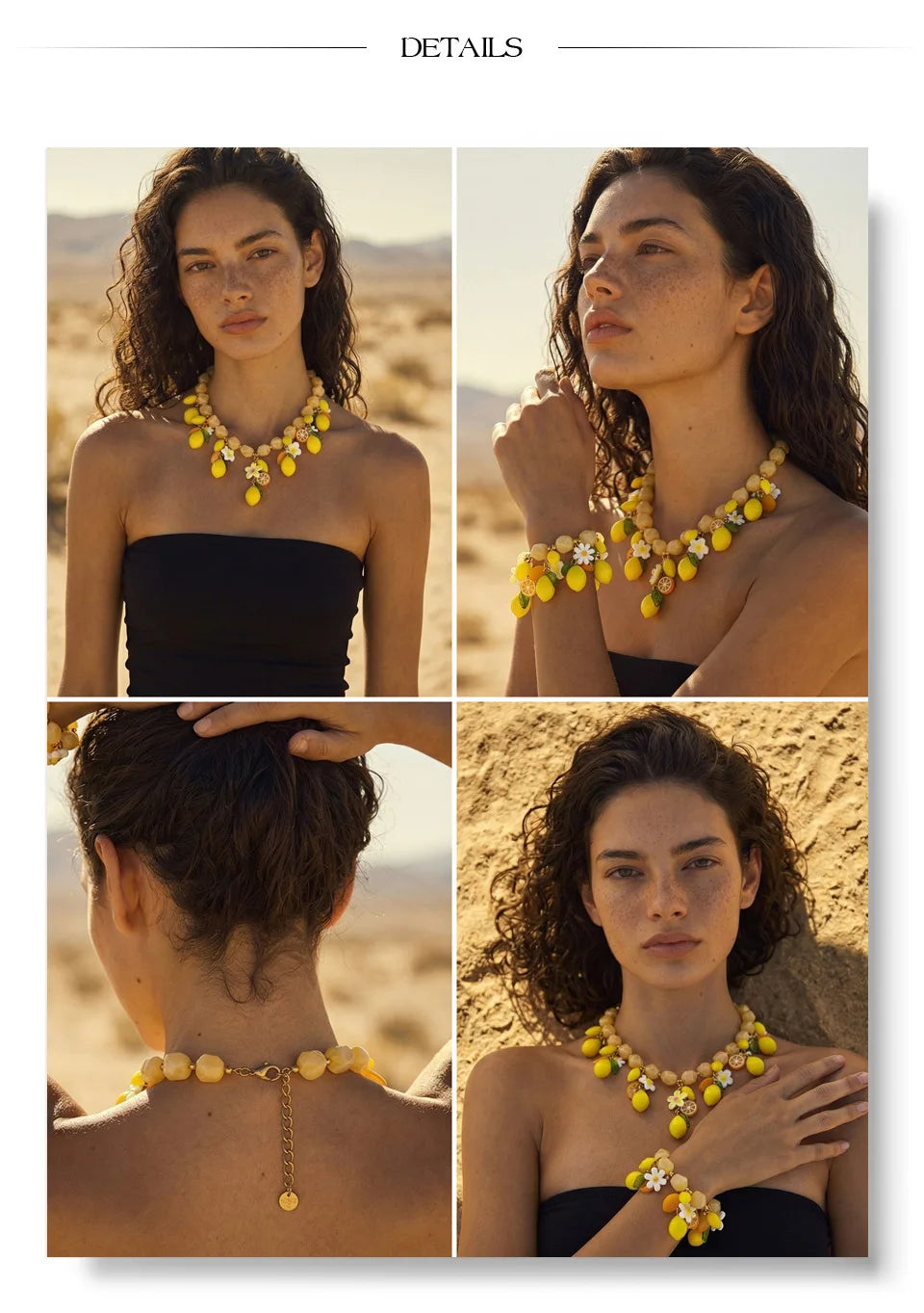 Resin geometric necklace in gold-plated stainless steel with resin.