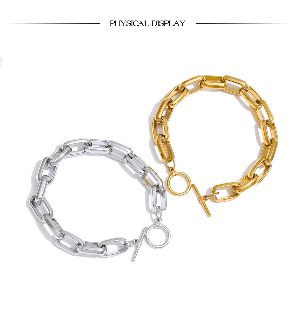 Geometric Chain Bracelet — Gold-Plated Stainless Steel · PS1157