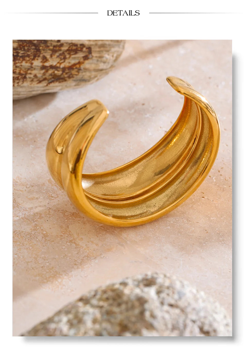 Geometric Layered Bracelet — 18K Gold-Plated Stainless Steel · PS2054