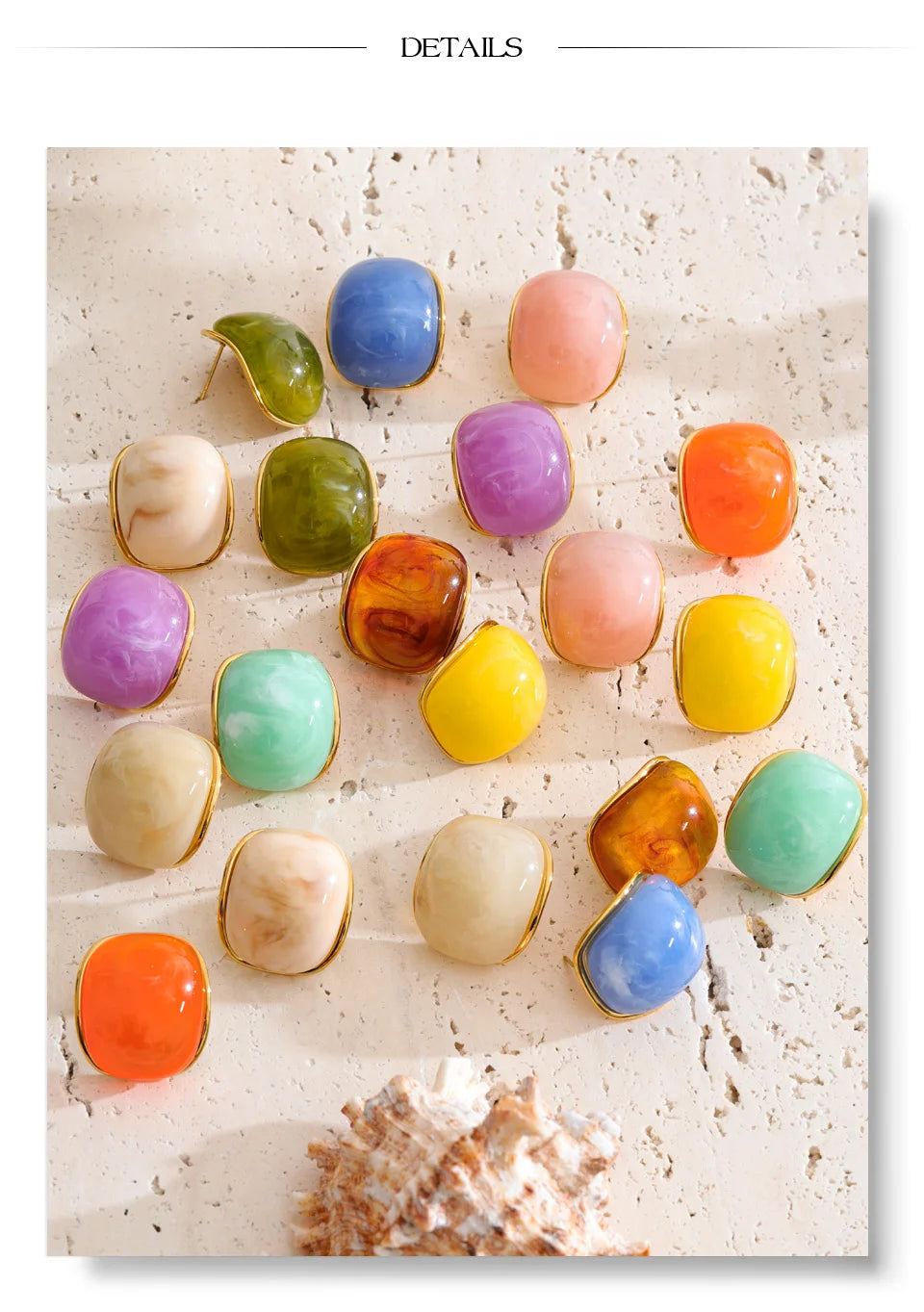 Resin Acrylic Y2K Earrings — Gold-Plated Stainless Steel with Resin and Acrylic · PS1858